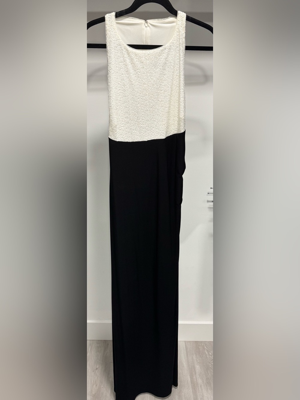 Ralph Lauren White Sequined and Black Evening Gown